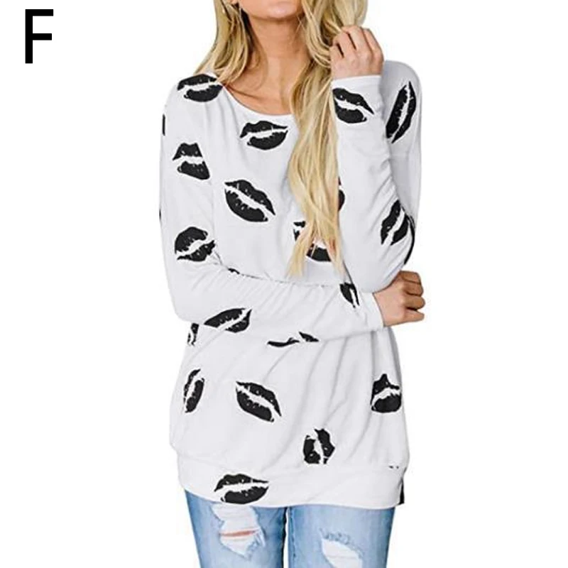 

Fashion Lip Printed Hoodies And Pullovers For Women 2020 Autumn Winter Long Sleeves Casual Female Clothes Long Tops Plus Size