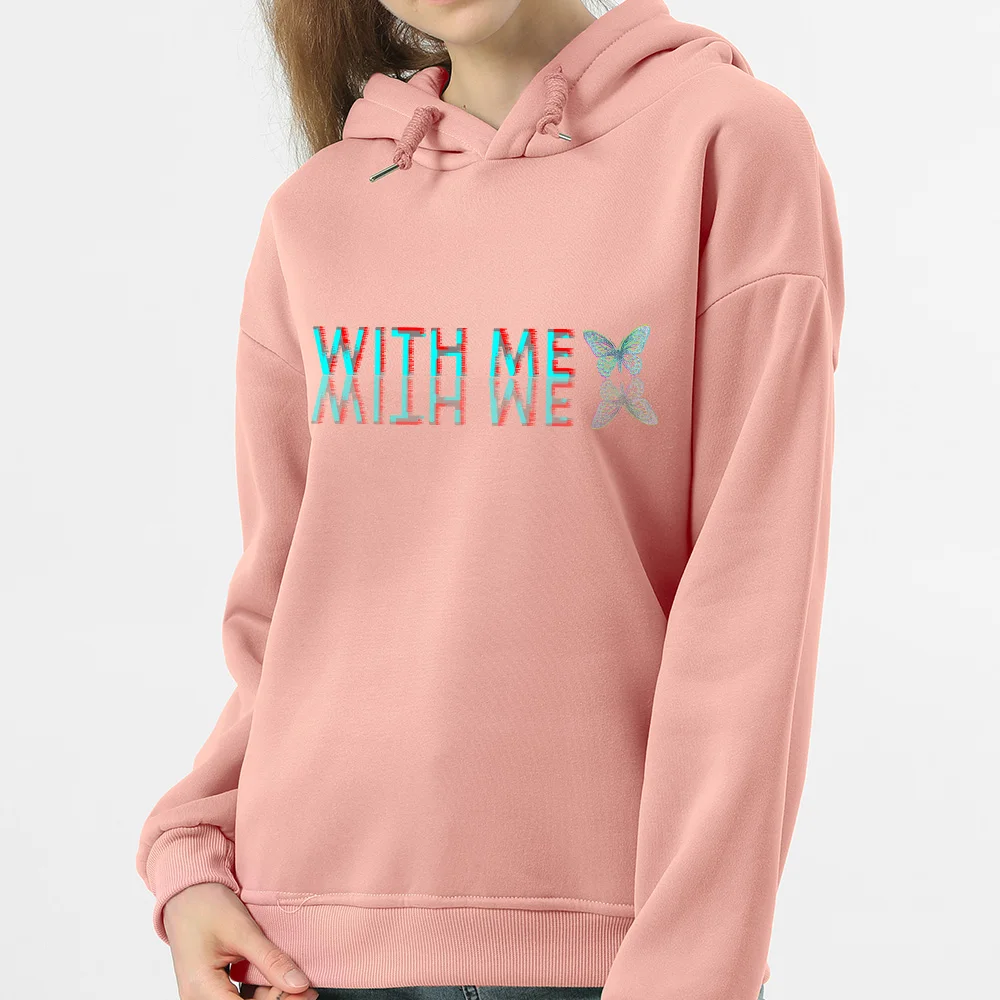 Women Harajuku Butterfly Oversize Letter Printed Hoodies Kawaii Long Sleeve Sweatshirt Casual Pullover Soft Sweetshirt for Girls