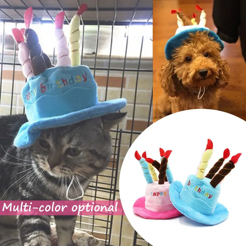 Маленькие Средние собаки головной убор для дня рождения с днем домашние свечи