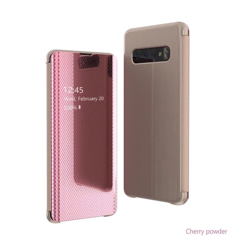 Rose Gold Новые кожаные зеркала Smart View чехол Обложка для телефона для samsung S7edge S8 S9 S10 S10 плюс S10E A30 A50 A70 A7 Note 8, 9 - Цвет: Rose Gold