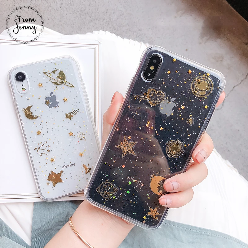 From Jenny прозрачные звезды для iPhone x xr xs max 6 6s 7 8 плюс эпоксидные блестки Луна