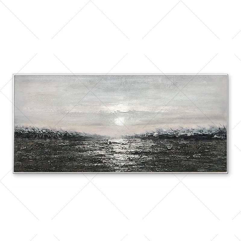 

Colorful Abstract Sea View Blue Sheet Oil Painting Canvas For Room Decor Modern 100% Handmade Picture Painting