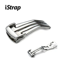 istrap 316l stainless steel deployment clasp with tags 16mm 18mm 20mm watch band leather strap buckle for omega