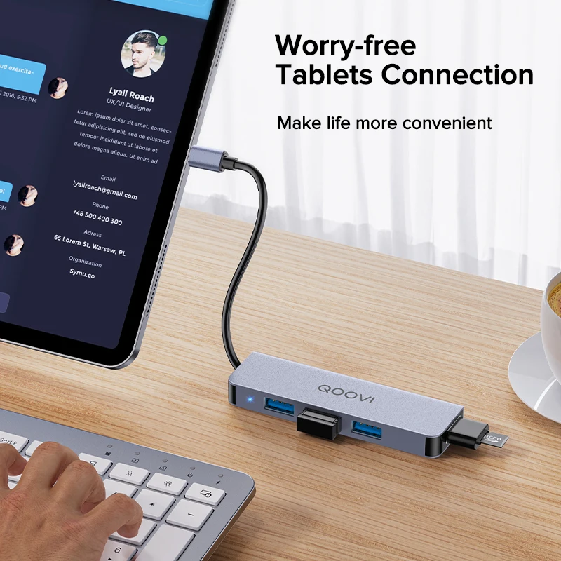 QOOVI USB C концентратор 4 в 1 Тип к 3 0 адаптер док-станция для Macbook Pro iPad Air HUAWEI Mate 40 30 USB-C