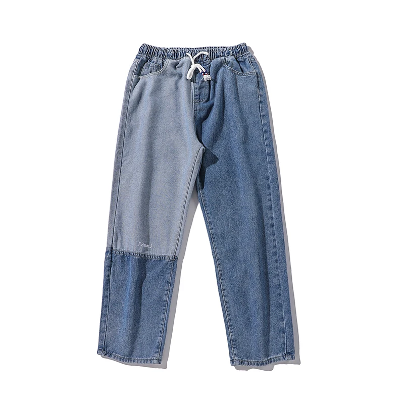 

Men's Baggy Homme Printing Straight Pants Wash Jeans Black/blue Color Casual Pants Male Biker Denim Male Loose Trousers S-2XL
