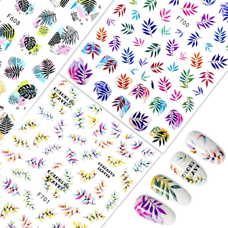 

New Arrival 12.3*7.6CM 3D Nail Sticker Flower Leaf Series Designs Nail Art Decorations Foil Manicure Stickers for Nails