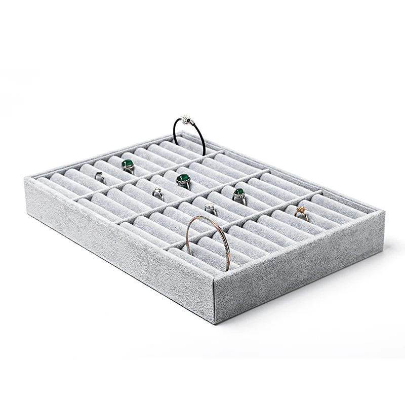 High Quality Ice Gray Velet Bracelet Jewelry Display Packaging Trays For Ring Earring Storage Jewellery Organizers Multifunction