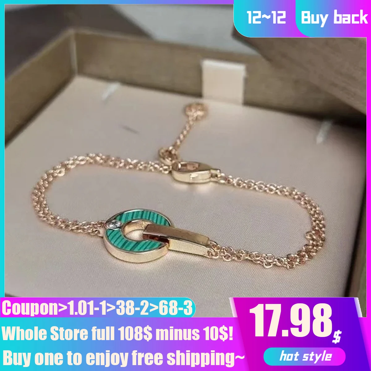 

Advanced Famous Brand Luxury Bracelet Rose Gold Hollowed Out Malachite Pearl Oyster New 925 Silver Bracelet women Couples Gift