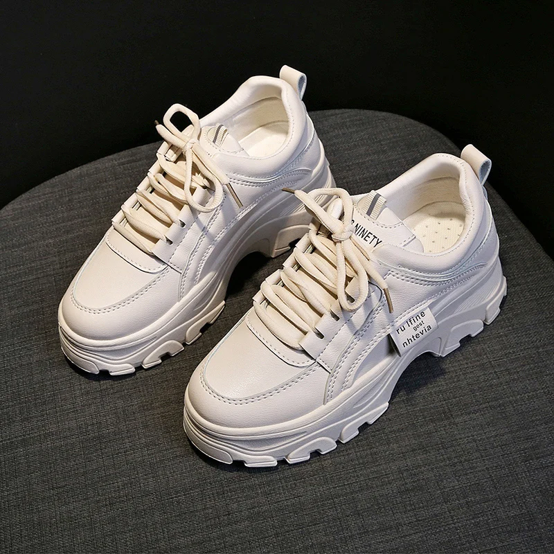 Casual Sneakers Women Platform Shoes 2021 New Autumn Fashion Outdoor Round Toe Lace Up Comfort Sport Female Shoes Big Size