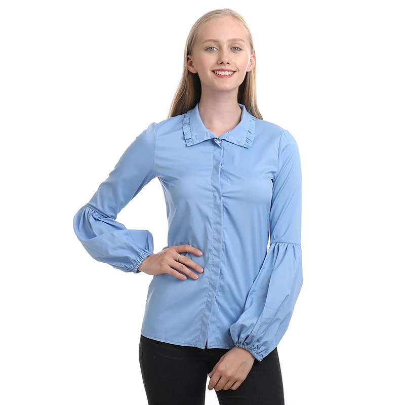 Женская Свободная Повседневная рубашка офисная блузка синего белого и черного