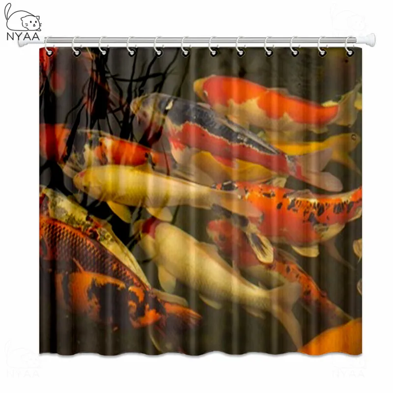 Занавеска для душа Koi Fish красная водонепроницаемая занавеска с рисунком рыбок и