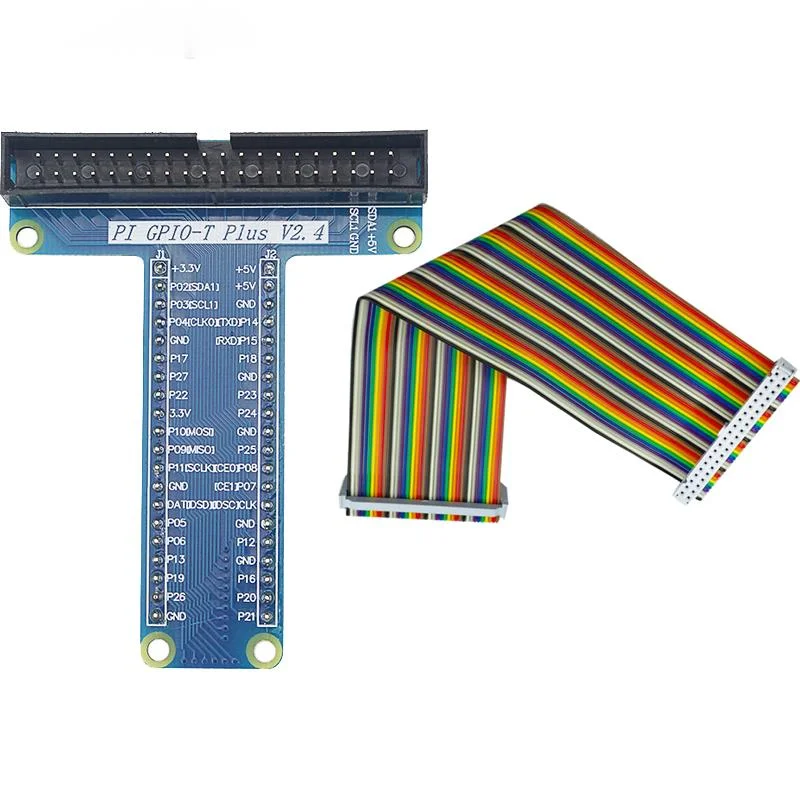 GPIO T Type Expansion Module Board Adapter with 40 Pin GPIO Female to Female Rainbow Cable For Raspberry Pi 4 / 3 Model B+