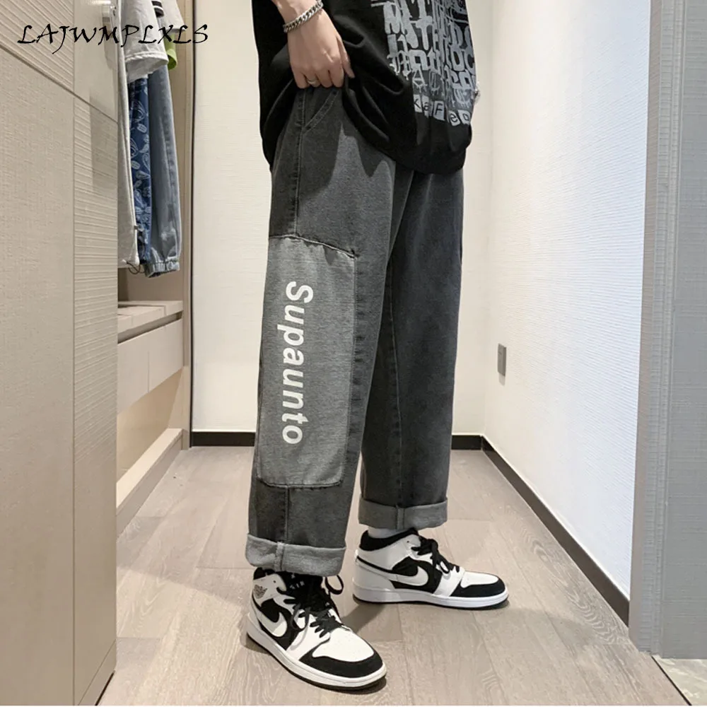 

Spring and Autumn Stretch Jeans Men's Pants Elastic Waist Large Size Harem Pants Loose Stitching All-match Pants
