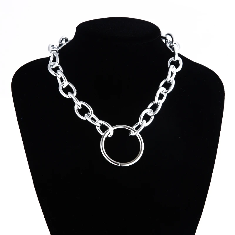 

Chain On The Neck Thick Massive Chunky Choker Grunge Girl Chokers Goth Jewelry Kpop Aesthetic Decorations For Women Accessories