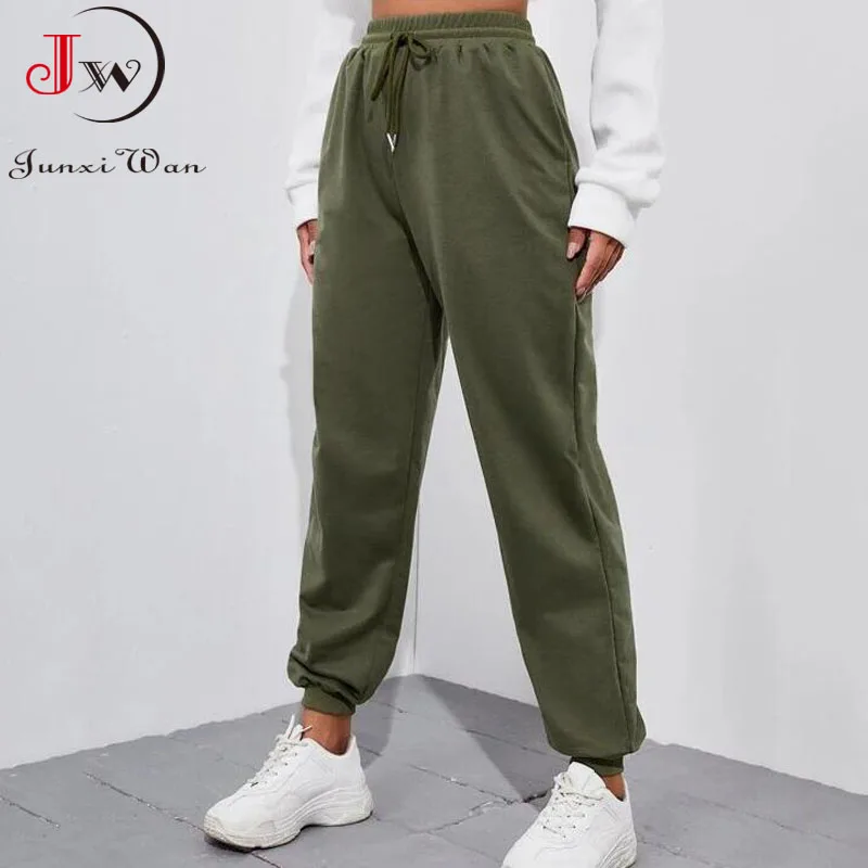 

Women Casual Sport Pants Spring Autumn Solid Loose Lace-up Long Trousers Sweatpants Female Running Pantalones Mujer