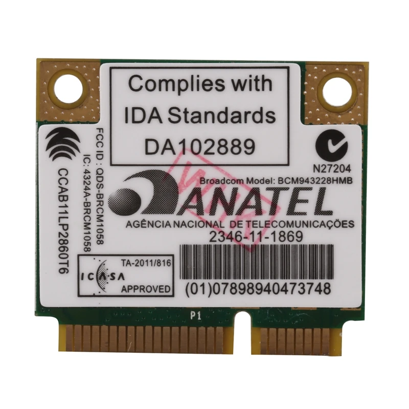 BCM943228HMB 2 4G/Wi Fi 5 ГГц Dual Band WI FI карты 300 Мбит/с Bluetooth 4 0 Половина MINI pci e карта Тетрадь