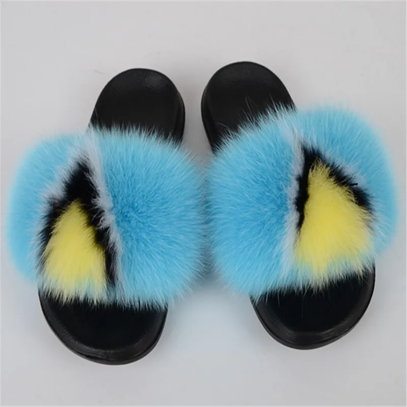 

Customizable design fox hair slippers summer flip-flops ladies fashion casual plush slippers free delivery