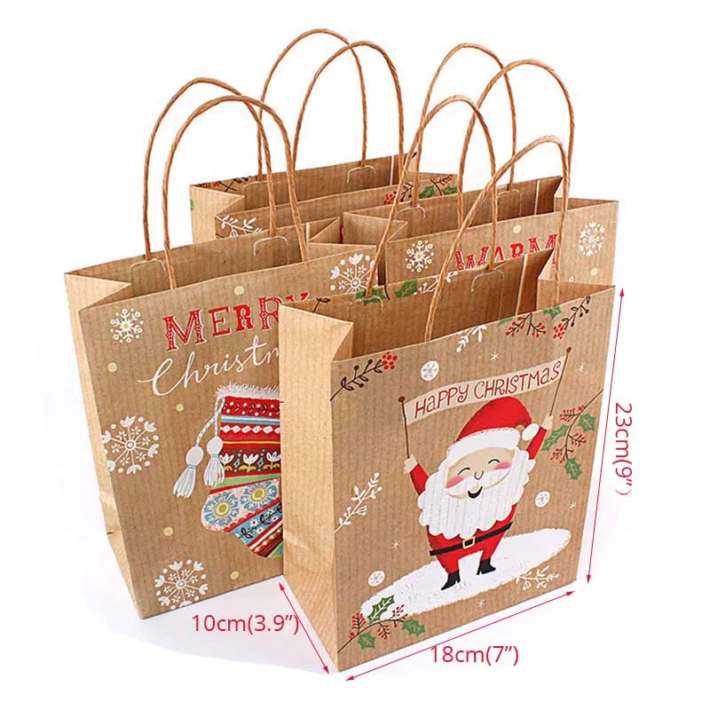 4pcs paper bags Рождественская коробка для конфет на день рождения украшения для печенья Подарочная коробка Рождественский Декор для дома упаковочные коробки Navida Natal Декор - Цвет: 4pcs paper bags