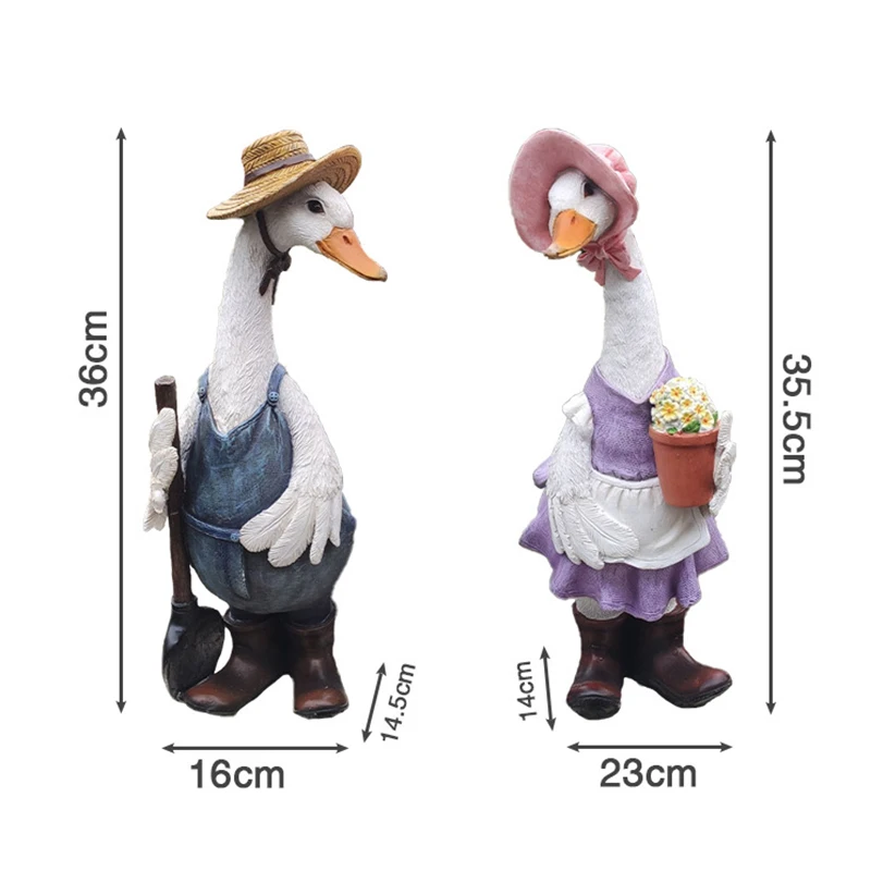 

Cute Resin Duck Outdoor Statue Flexible Simulation Duck Ornaments For Outdoor Yard Lawn Garden Decorations QP2