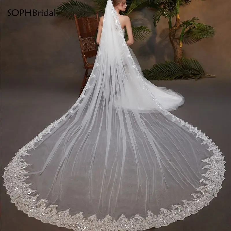 

Свадебная фата, однослойная Кружевная аппликация, свадебный головной убор, Венецианский аксессуар, с расческой, 3,5 метров