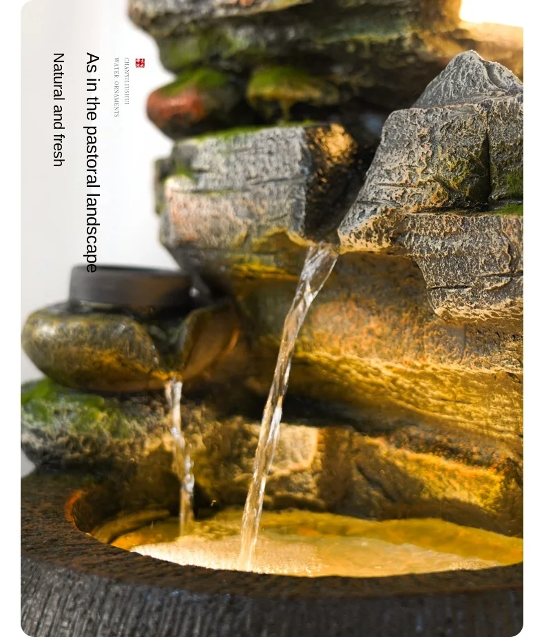 

New Chinese Zen Artificial Mountain and Fountain Landscape Lucky Decoration Office Balcony Decoration