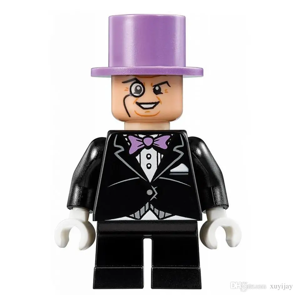 Одиночная продажа Пингвин Бэтмен Робин Джокер фильм Batcave Супер Герои Minifig Сборная