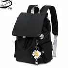 Модный женский черный рюкзак, водонепроницаемый школьный ранец с цветами для девочек-подростков