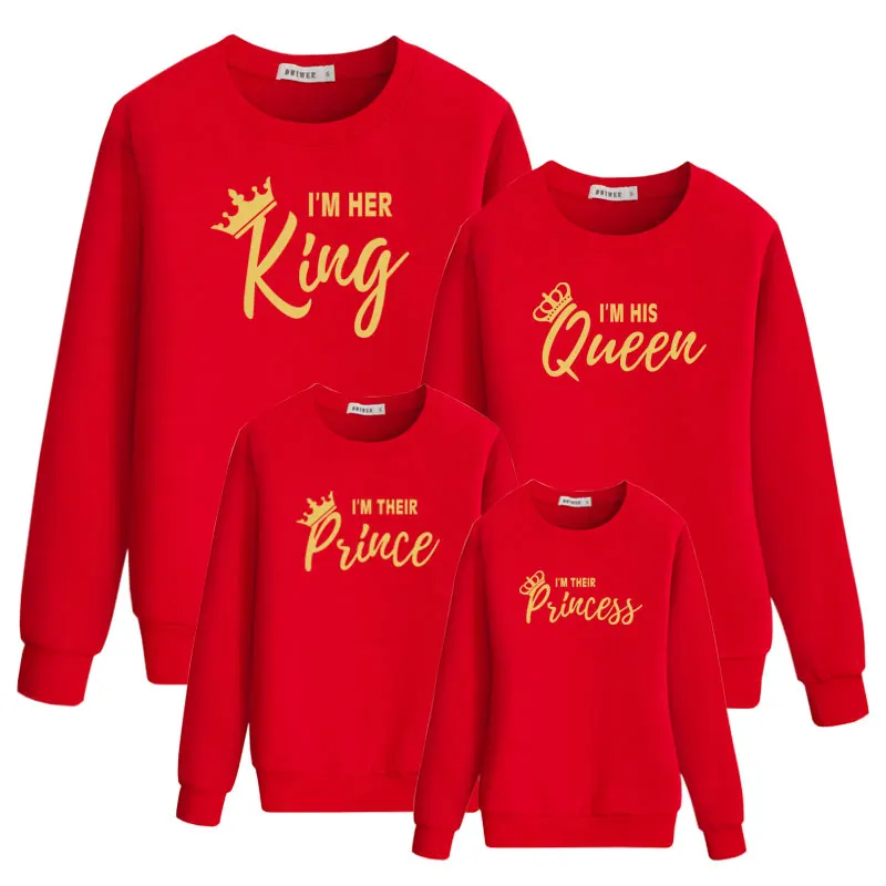 MVUPP king queen/модный семейный Свитшот Одинаковая одежда для папы, сына, мамы и дочки одежда для папы, мамы и меня