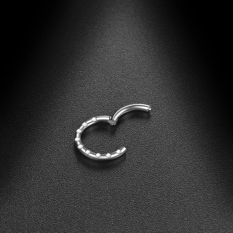 1 шт. стальной драгоценный камень для носа Перегородка кольцо пирсинга 16G CZ