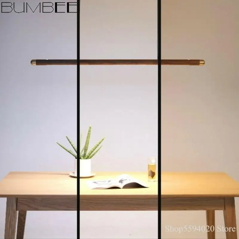 Скандинавские деревянные длинные подвесные светильники дизайнерские кухонные