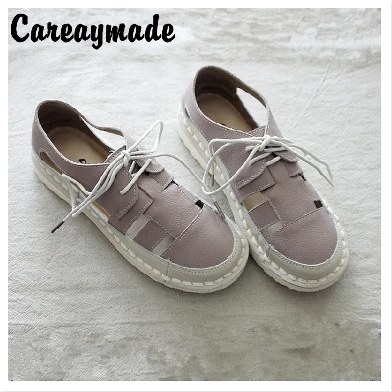Careaymade-Originally Created Literature and Art Soft-soled Sandals,Female Retro Cowhide Super-soft Comfortable shoes