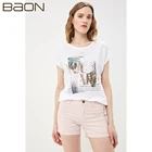 Женская футболка с блёстками и принтом Baon B239115