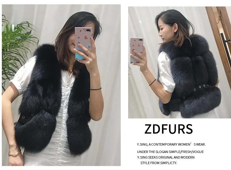 ZDFURS* из натурального меха лисы жилет короткий без рукавов Vestwoman зимние теплые натуральный меховой жилет натуральным лисьим мехом Меховая куртка лисий мех пальто