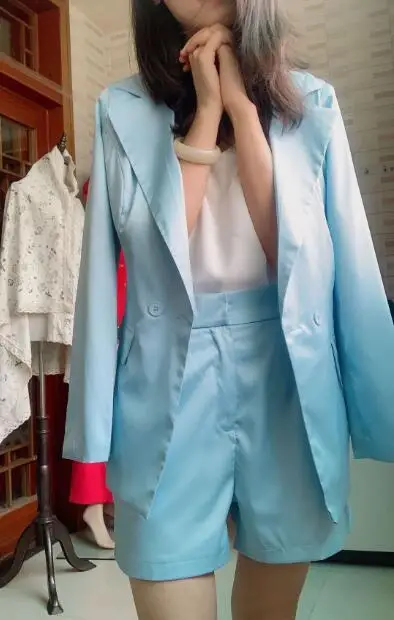 

Spring summer Women two piece set Blazer Jacket + shorts Female Office Lady Suit Women's