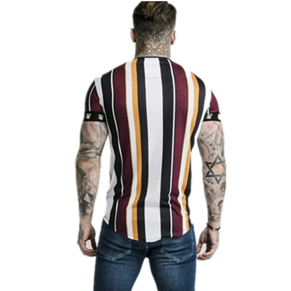 European and american Hip hop style classic stripes t shirts 2019 Trends men fitness short sleeve printing tee brand sportswears | Мужская