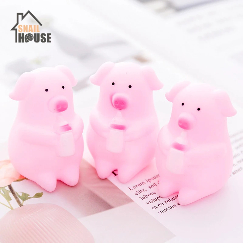 

Snailhouse 3/Set Cute pink cartoon pig pinch screaming venting bottle pig doll Rubber pet dog toys molar bite Squeeze vent toys