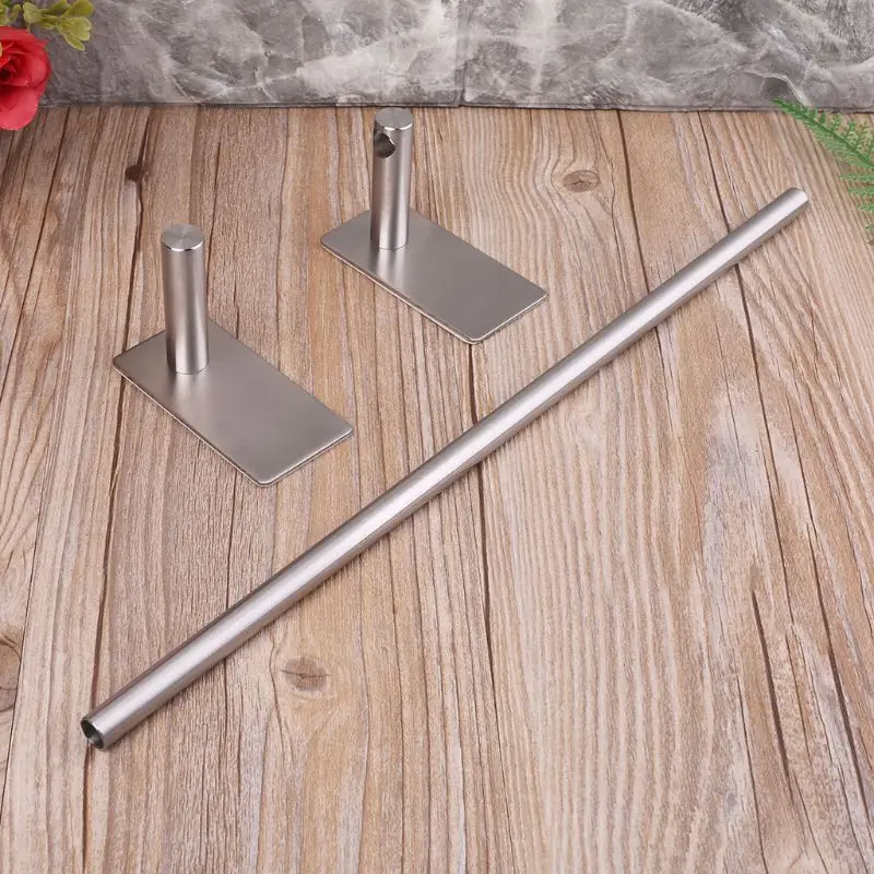 

R58C Wall Mounted Self Adhesive Bathroom Towel Bar Rail Rack Holder Storage Shelf 304 Stainless Steel Hotel Sticky Hanger