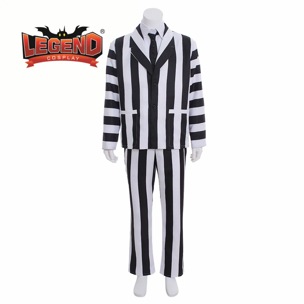 Черно белый костюм в полоску Beetlejuice для косплея|Костюмы из фильмов и ТВ| |