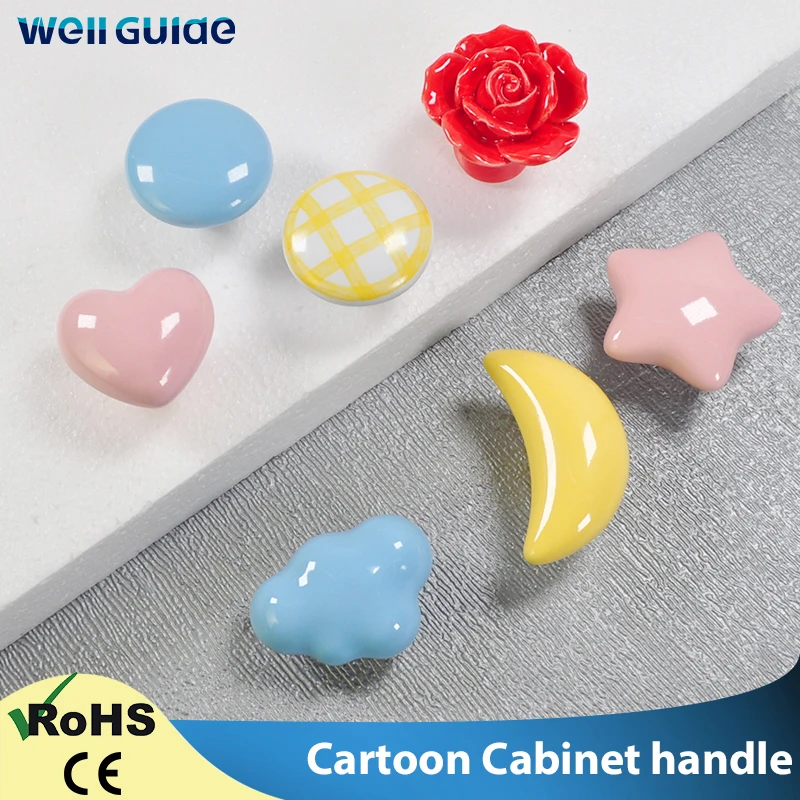 

Ceramic Cabinet Knobs Cartoon Children Room Moon Star Colorfull Wardrobe Handle Cabinet Handles Drawer Knobs Cupboard Pulls