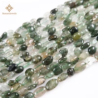 stone beads natural irregular green rutilated round loose spacer nuggets beads for jewelry making diy bracelet necklace 6 8mm
