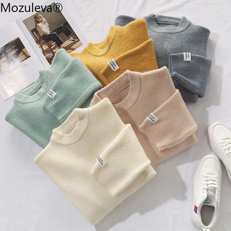 Пуловер женский оверсайз с круглым вырезом 5 цветов Осень-зима 2020 | Женская одежда