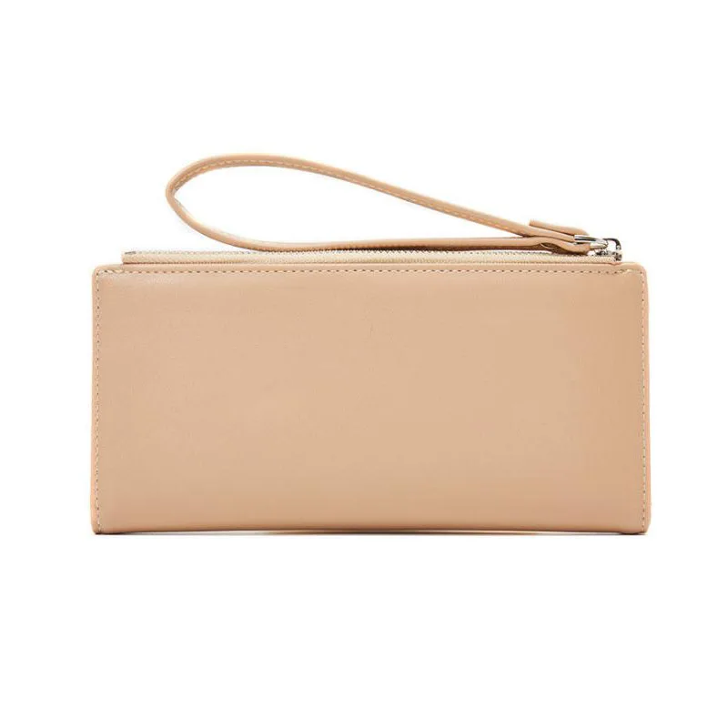 Женский Длинный кошелек из искусственной кожи с браслетом на молнии карман для