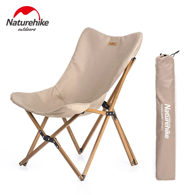 저렴한 네이처하이크 야외 접는 의자 우드 그레인 알루미늄 합금 브래킷 캠핑 레저 낚시 의자 베어링 120kg 휴대용 MW01
