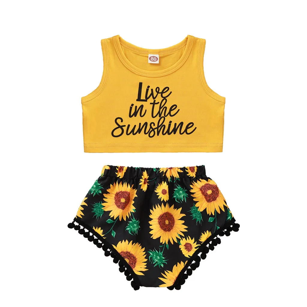 Жилет без рукавов с надписью для маленьких девочек топы + шорты кисточками и