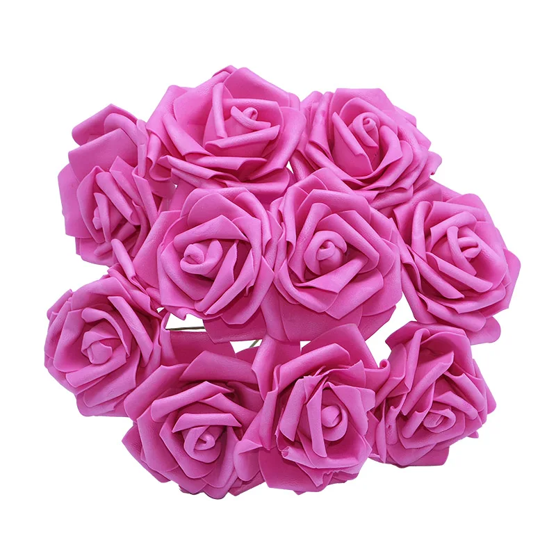 Rose red 10 шт 8 см пенополиэтилен большой искусственный Сатиновые розы/украшение на свадьбу для невесты букет, венок розы Искусственные цветы Набор для изготовления декора для дома Декор Стола - Цвет: Rose red