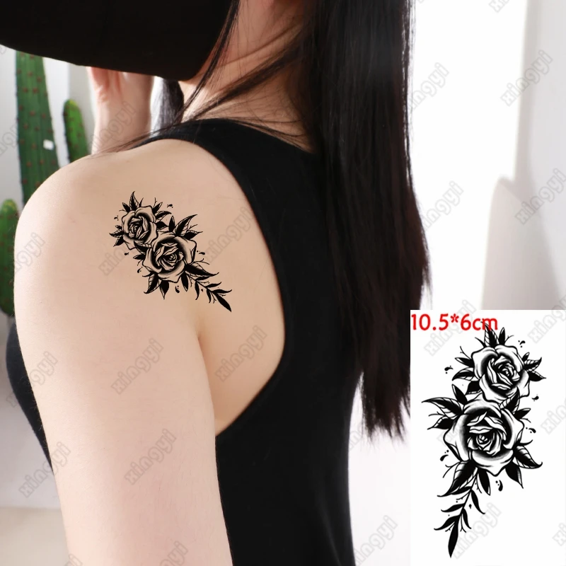 

Waterproof Temporary Tattoo Sticker Old School Diablo Rose Flowers Girls Arm Wrist Water Transfer Fake Tatto Body Art Women Men