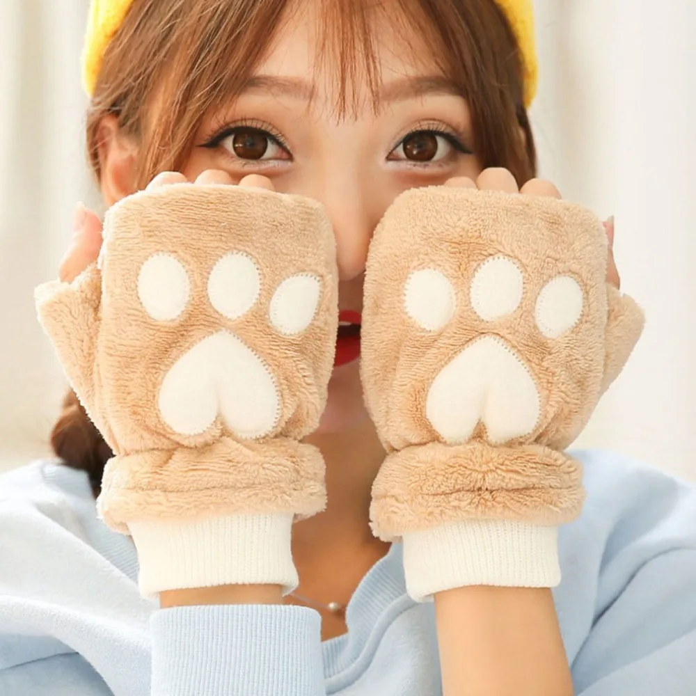 2017 женские зимние милые теплые кашемировые милый плюшевый медведь лапка Коготь