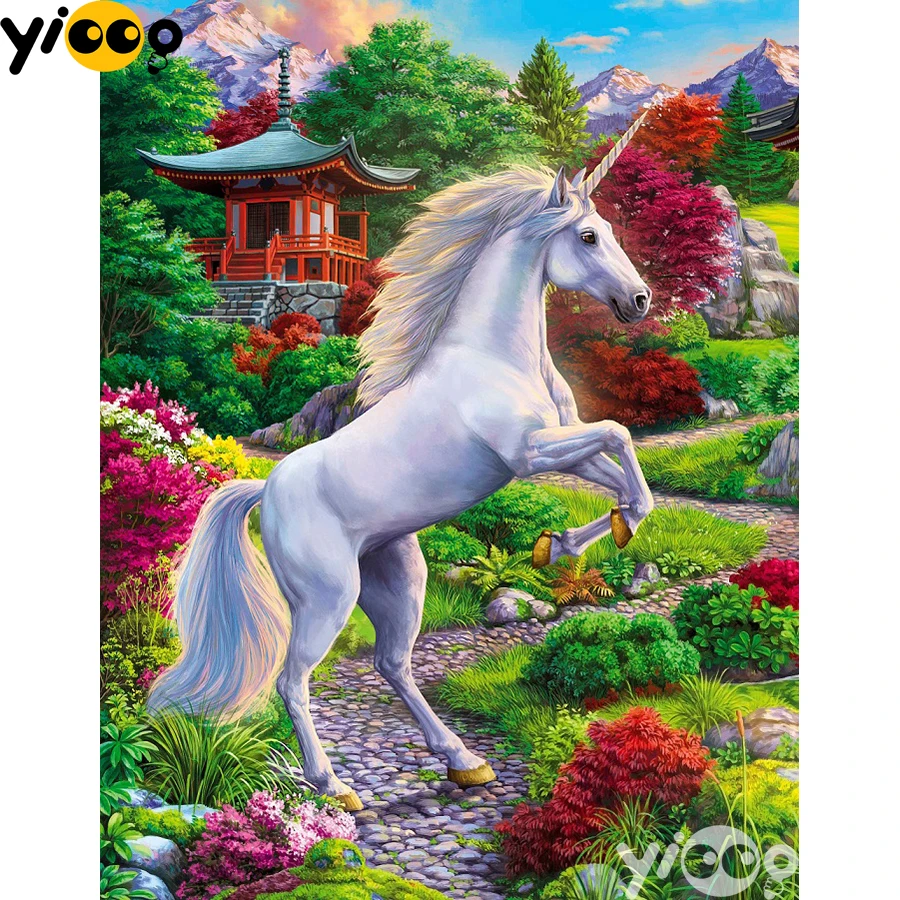 

Full Square/Round Drill Diamond Painting Cross Stitch Embroidery Unicorn in the Park Rhinestone Mosaic Home Decor Gift AX2346