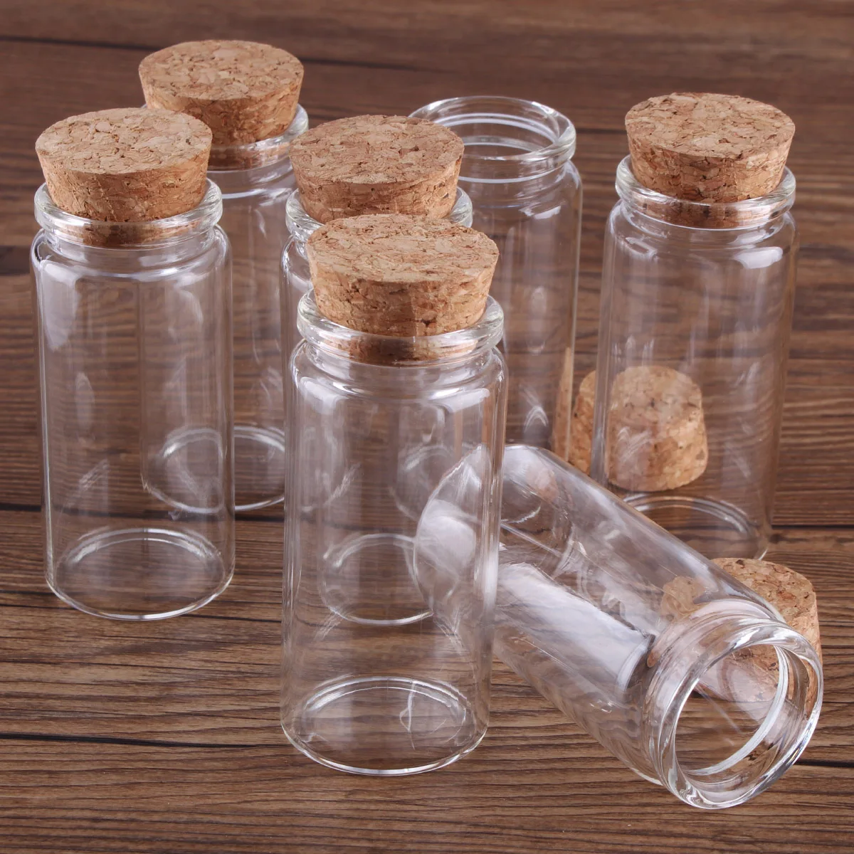 12/24 Pieces 20ml 30ml 40ml 50ml 60ml 70ml 90ml 120ml 150ml Glass Bottles with Cork Spice Candy Jars Container 9 Sizes U-pick images - 6
