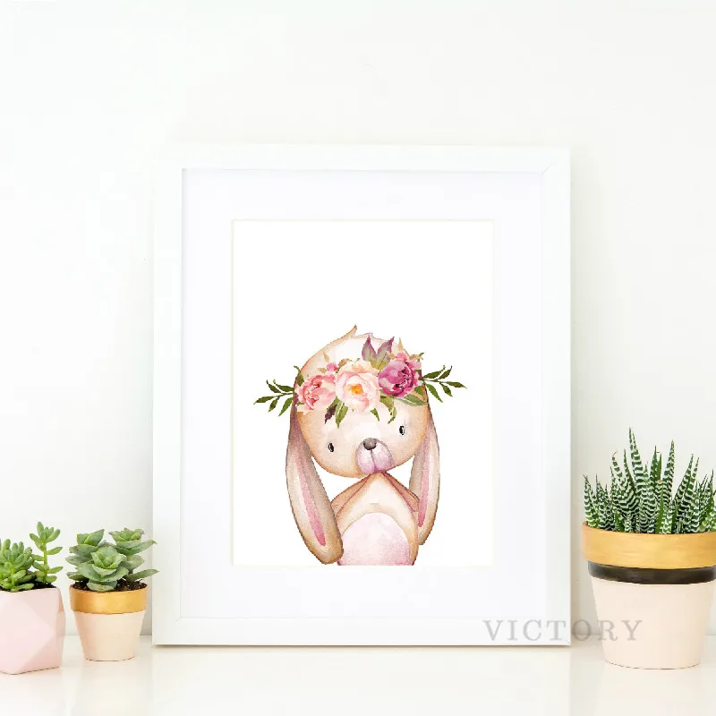 Настенная картина в стиле бохо с изображением розовых пионов леса животных